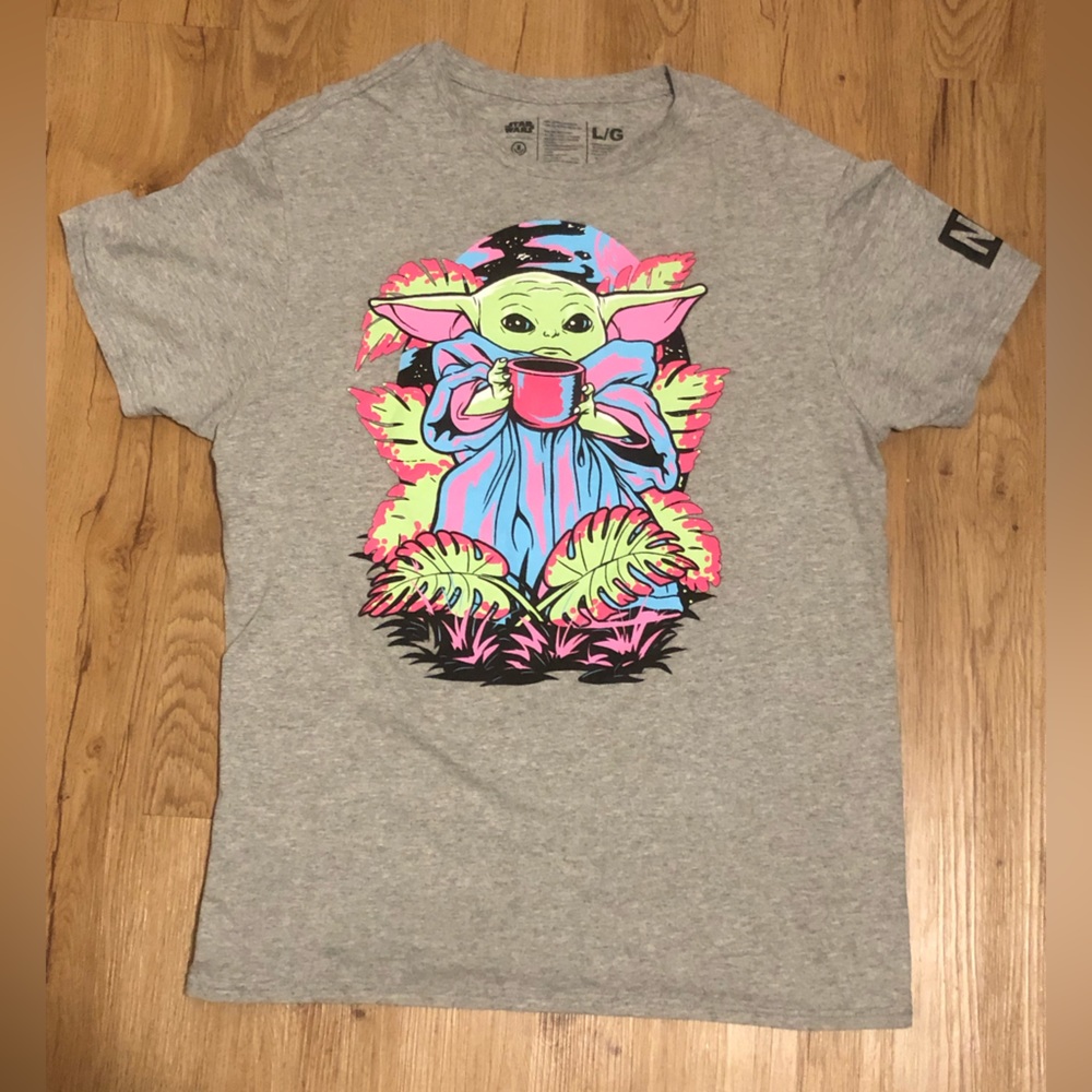 NEFF x Star Wars Baby Yoda The Mandalorian Men's Gray T-Shirt Size LG